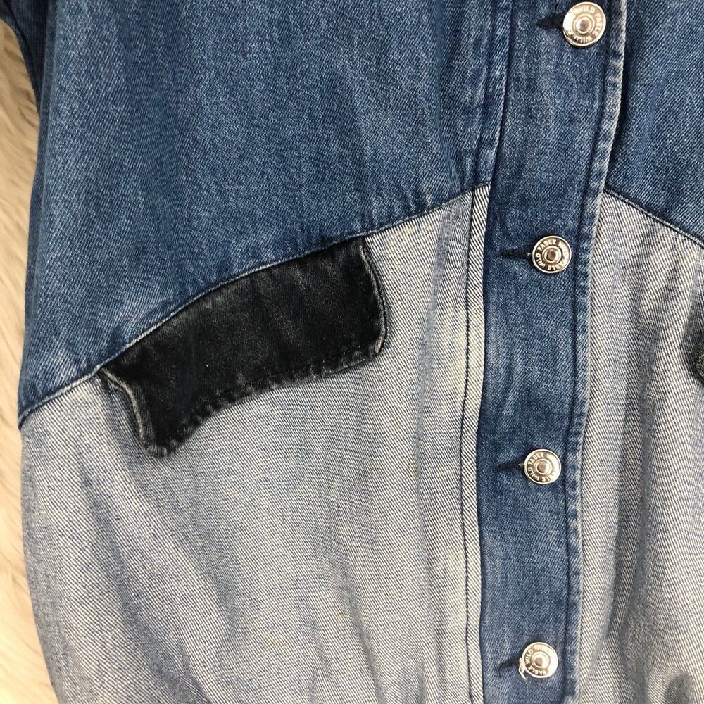 Mens Full Zip & Button Patchwork Denim Jacket, 90… - image 5